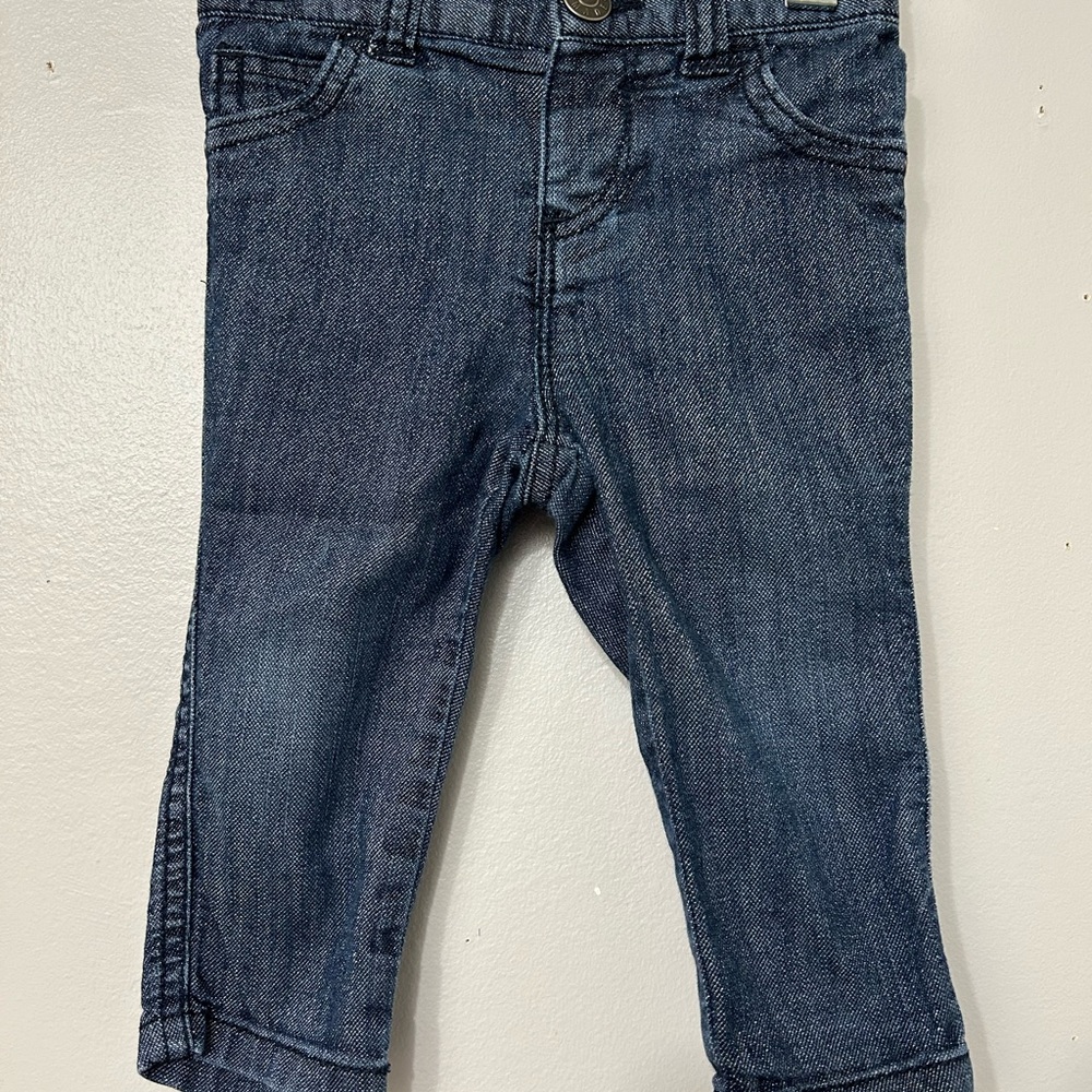 Baby Girl Sparkly Blue Denim Jeans. Size 6-12m